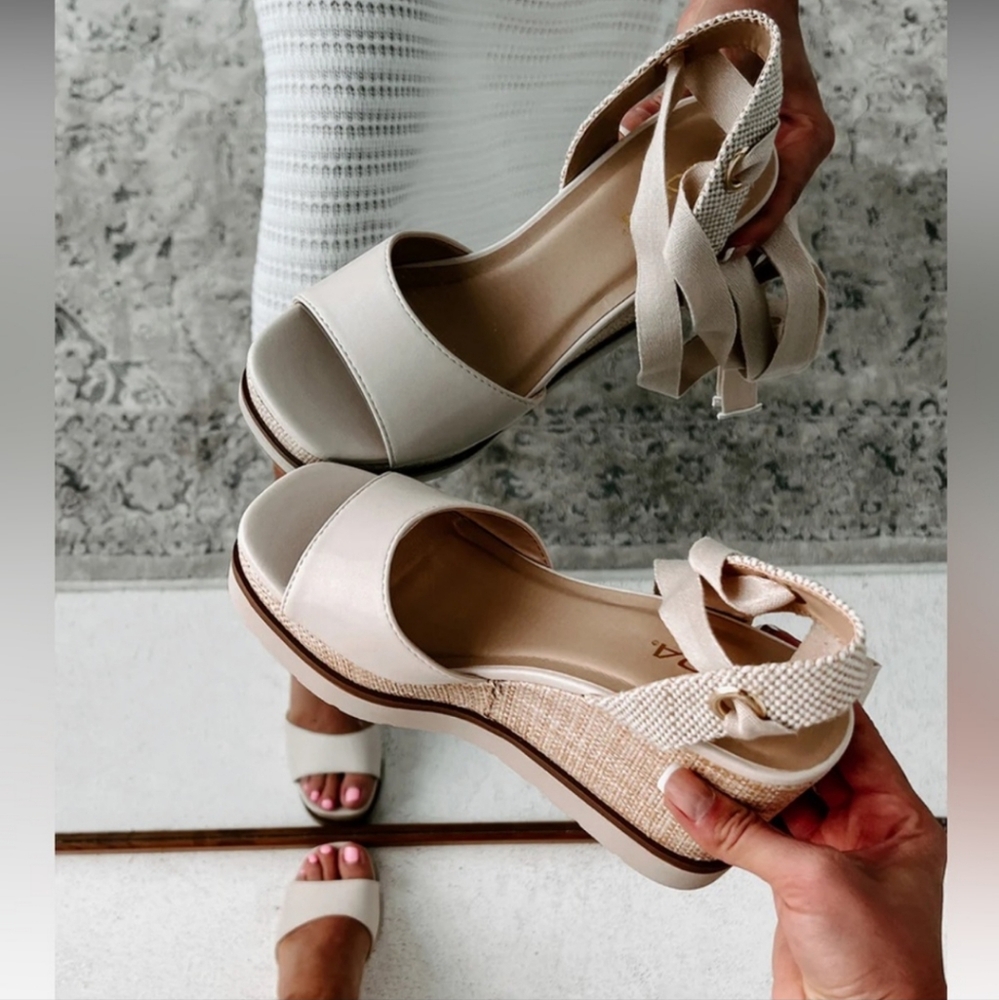 NEW NanaMacs Makayla ankle wedge heel Sandals Size 6 - Picture 5 of 13